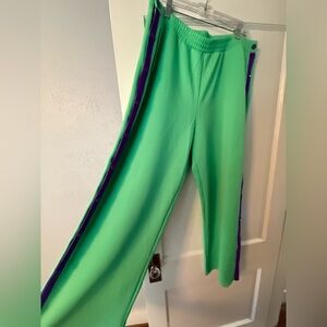 YITTY Vibrant Green Pants with Purple Accents